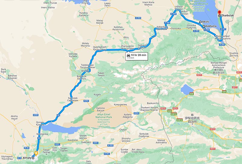 Алматы Алаколь расстояние